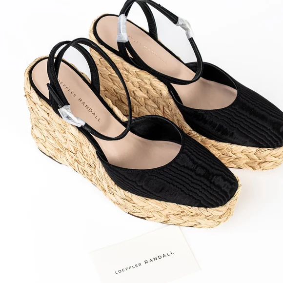 NWT Loeffler Randall Tallulah Black Wedge Womens Espadrille $325 - Size 8.5 EU39